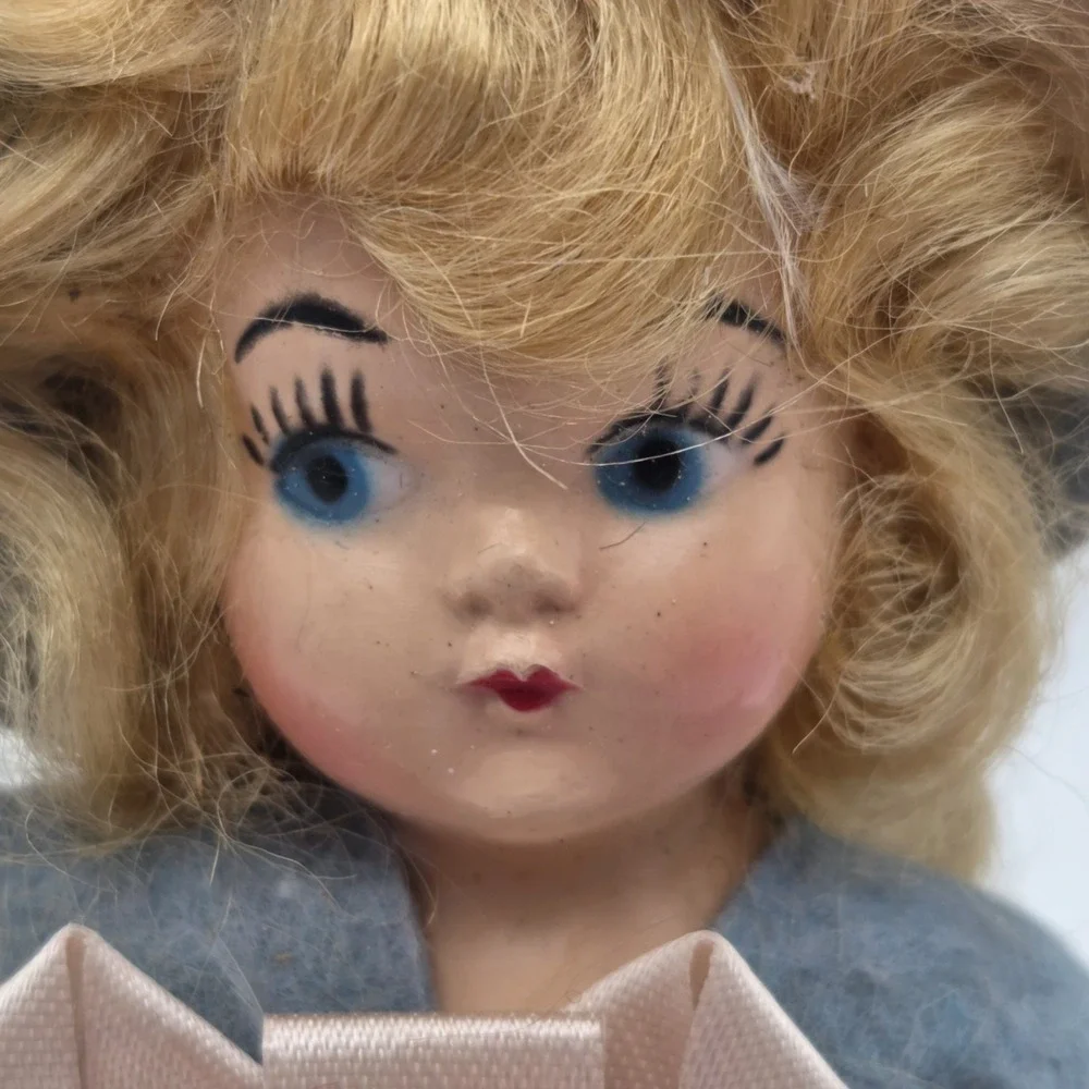 Vintage 1940s Composition Princess Anna‎ Storybook Doll Blonde Hair Pink Dress